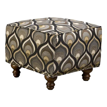 Accent Ottoman with Turned Wood Feet
